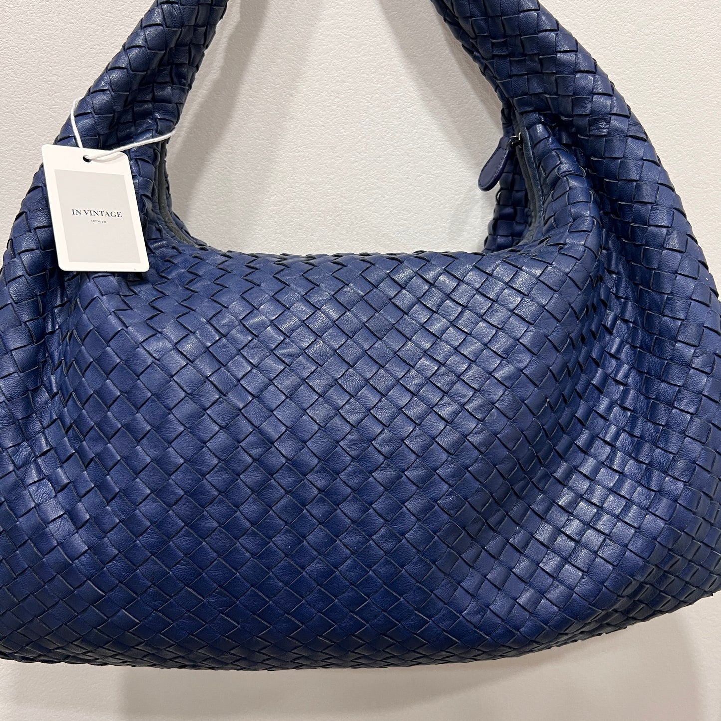 BOTTEGA VENETA Hobo Navy Interciatto Woven Napa Leather Bag