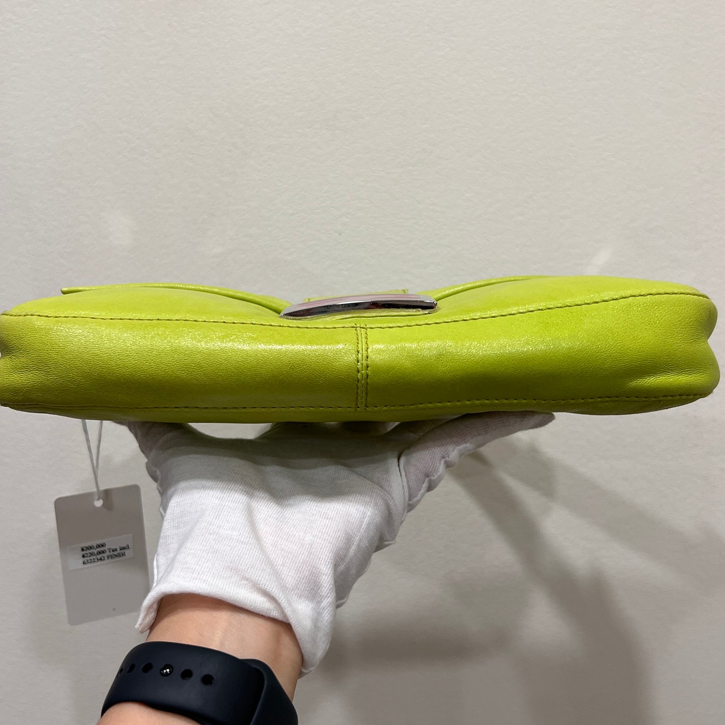 FENDI Baguette Neon Green Nappa Leather