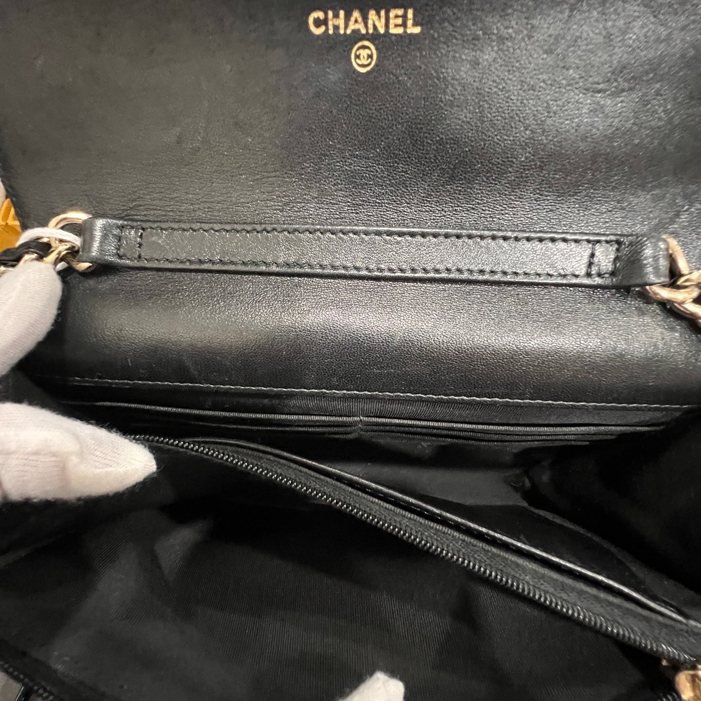 CHANEL Black Wallet on Chain (WOC) Coco Charm Lambskin