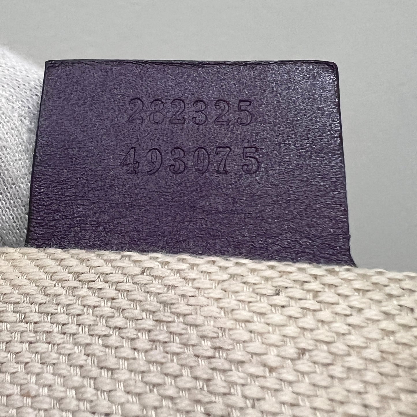 GUCCI GG Canvas Tote Bag Purple Trim and Leather Tassel Charm