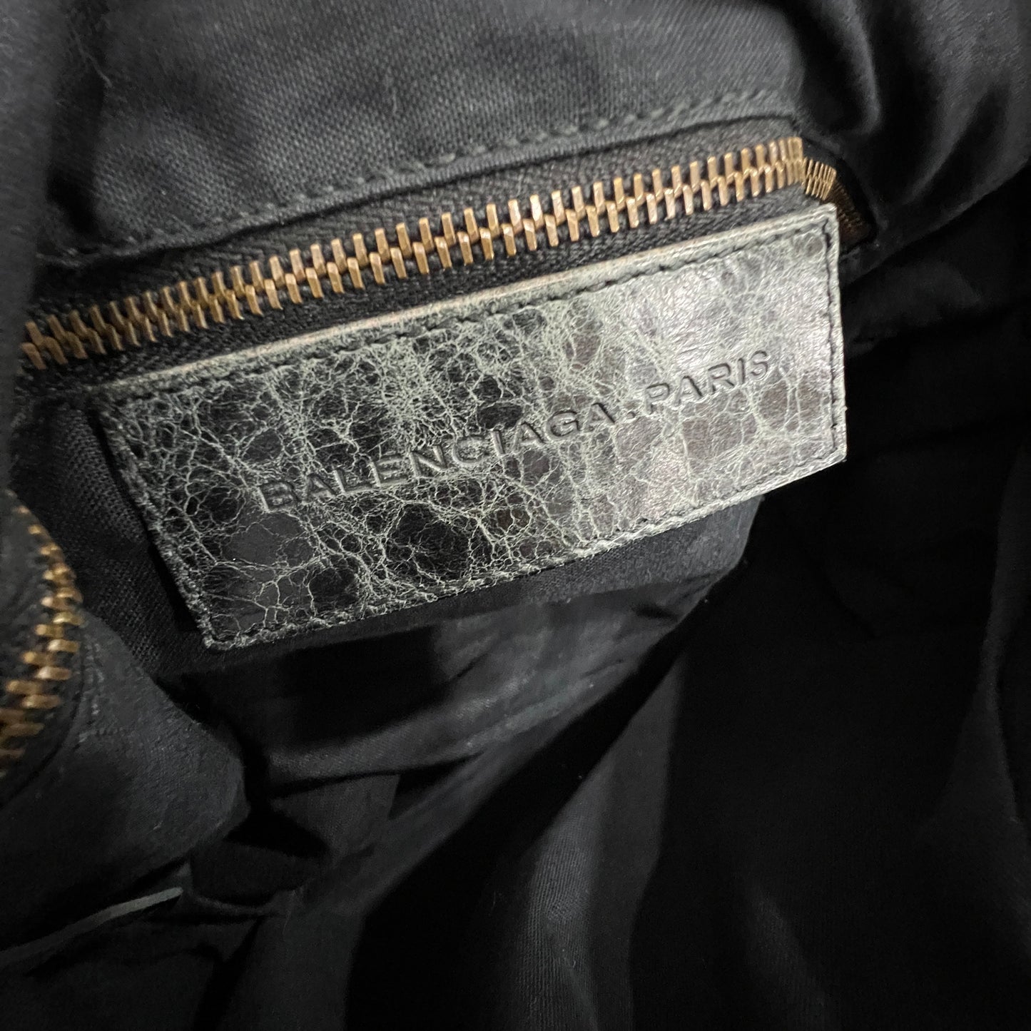BALENCIAGA Anthracite Leather Motorcycle Twiggy Bag