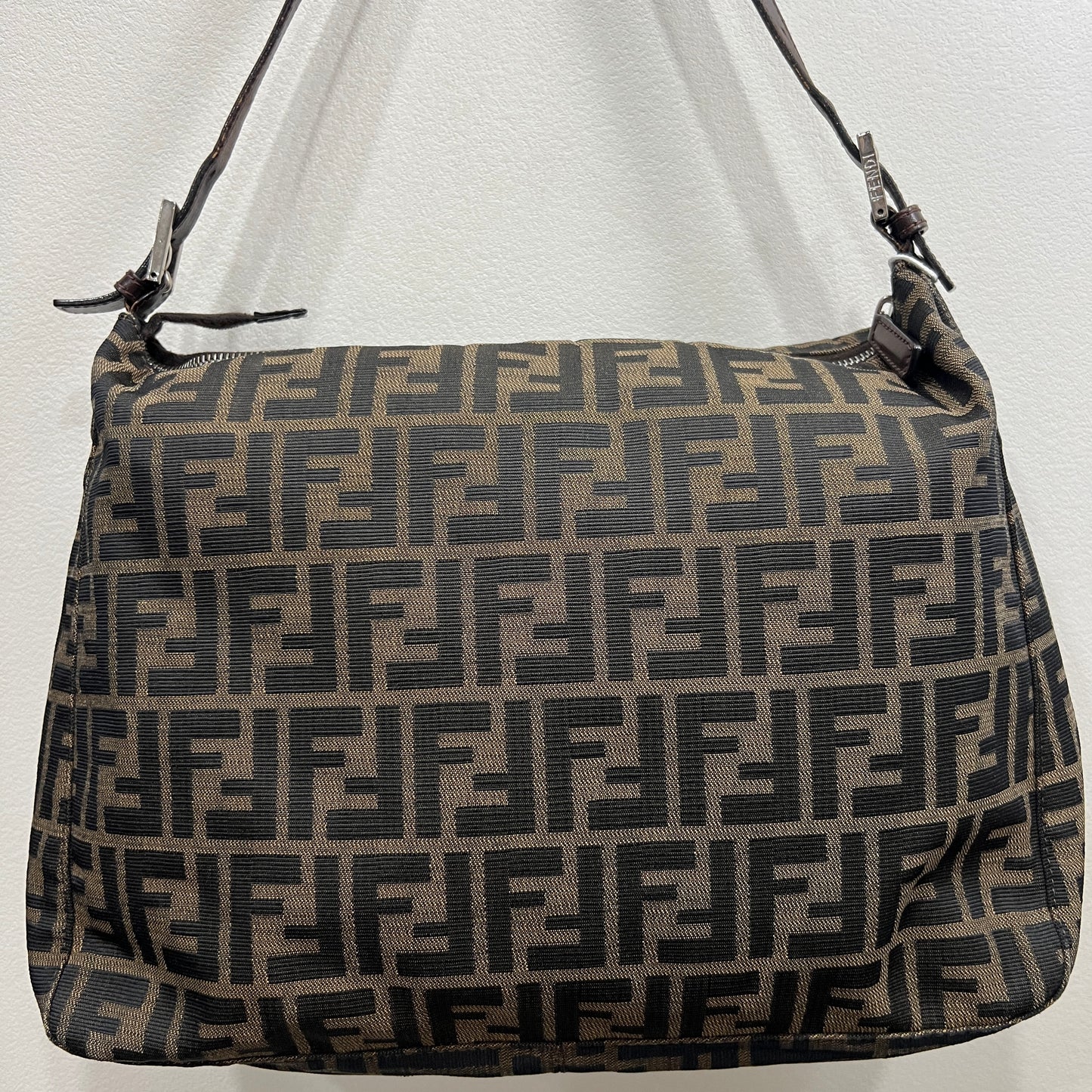 FENDI Mamma One Shoulder Baguette Silver