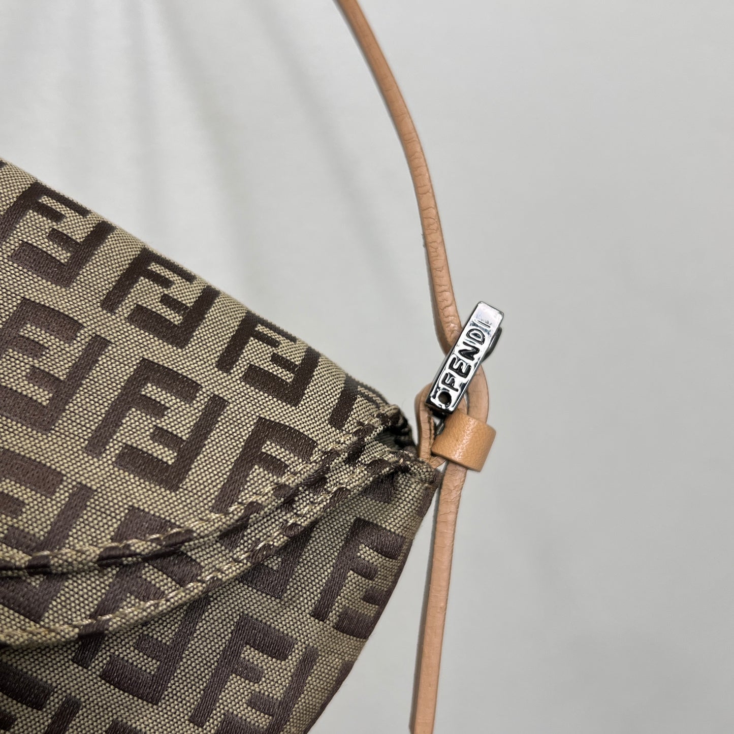 FENDI Brown Zuccino Canvas Double Flap