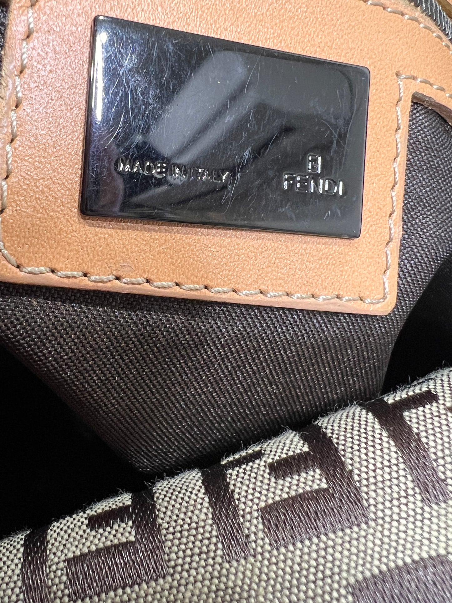 FENDI Brown Zuccino Canvas Double Flap