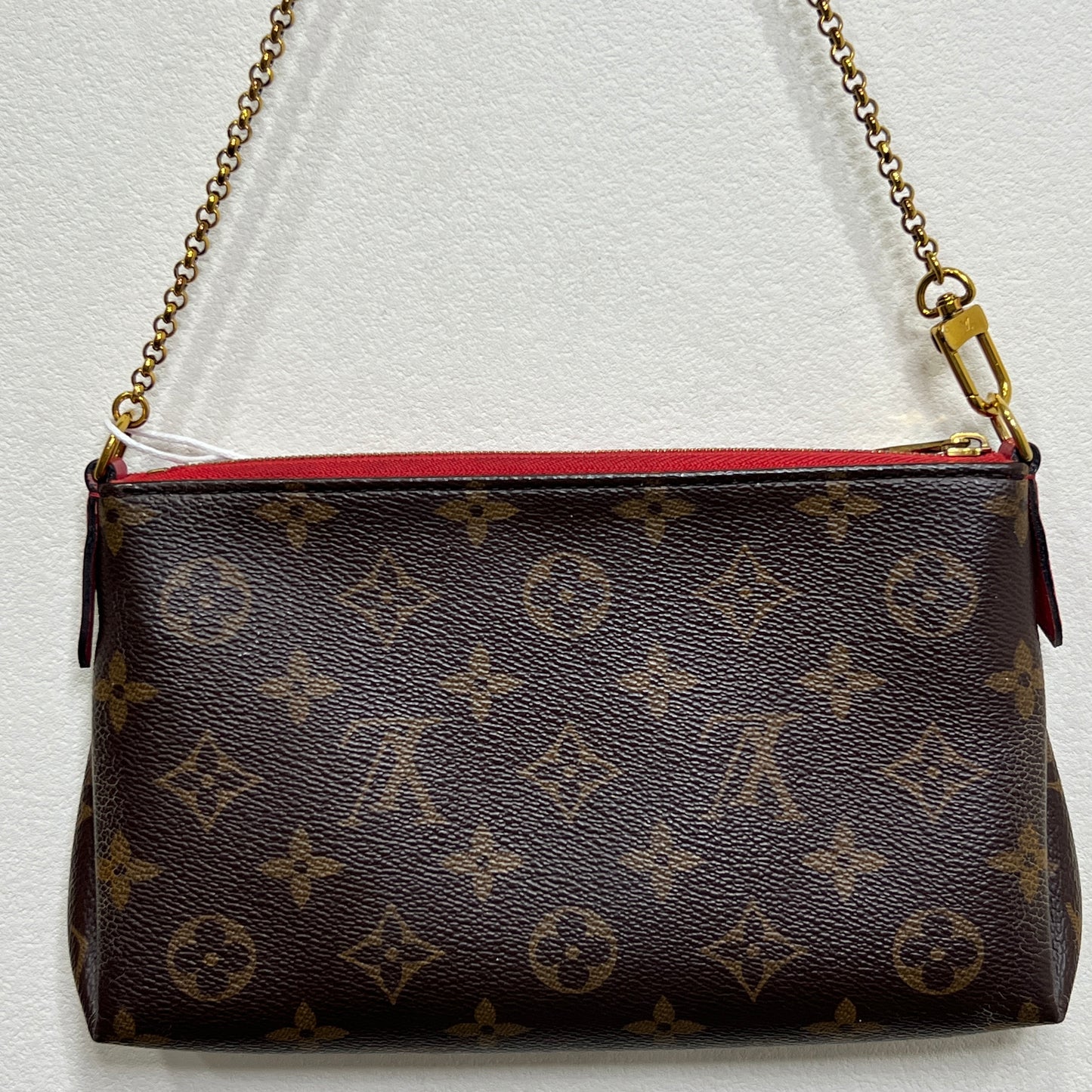 LOUIS VUITTON Pallas Clutch Red with Long Strap