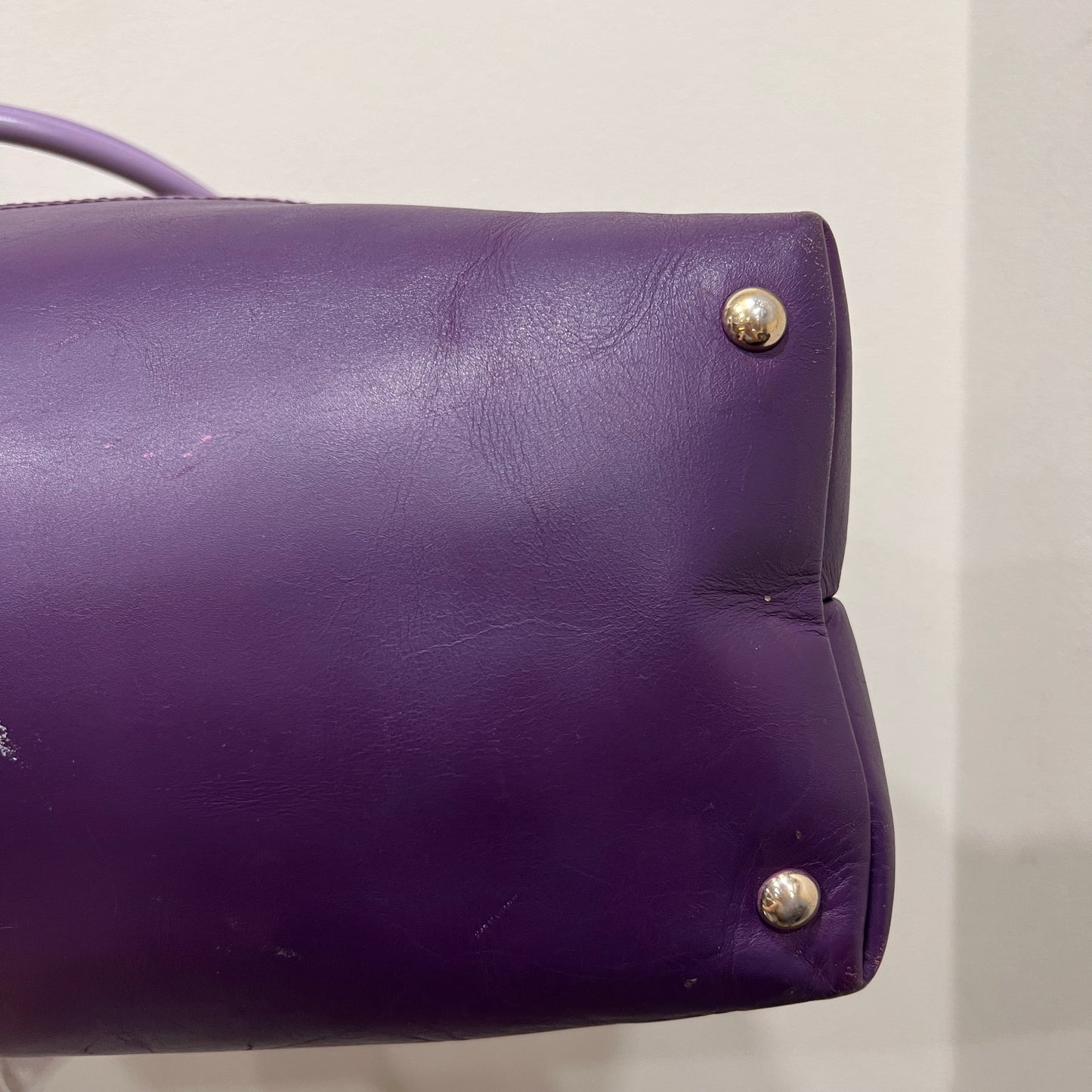 GUCCI GG Canvas Tote Bag Purple Trim and Leather Tassel Charm