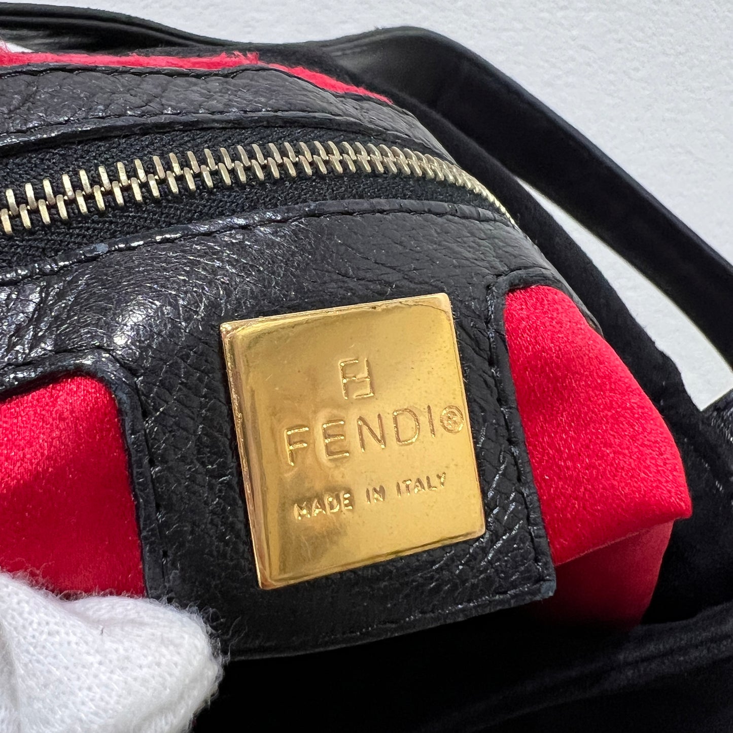 FENDI Black Suede Mamma Baguette