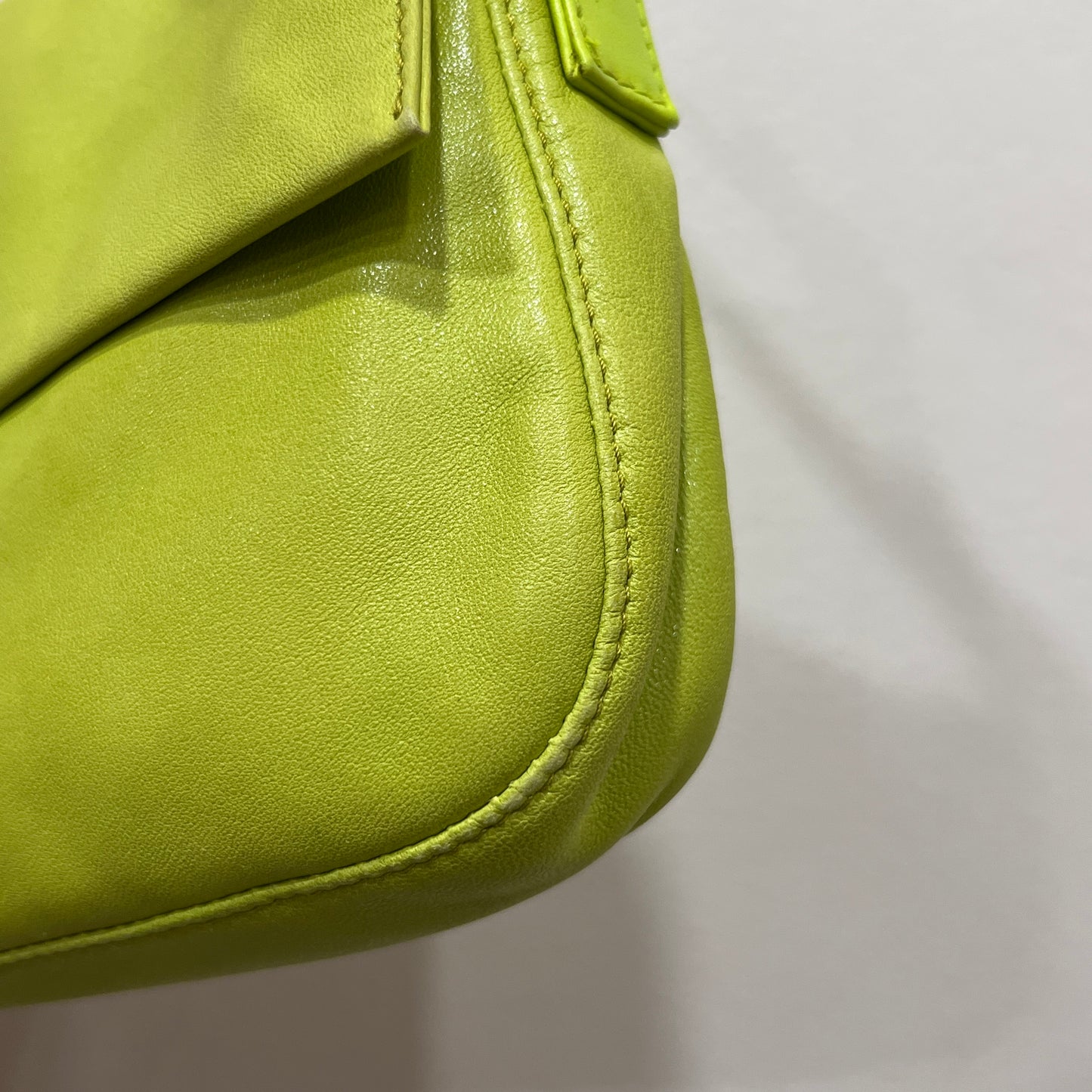 FENDI Baguette Neon Green Nappa Leather
