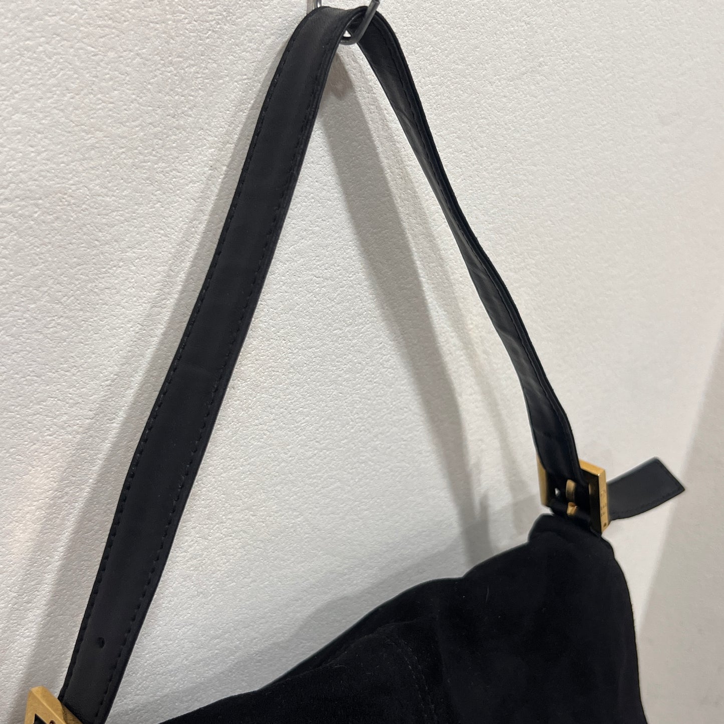 FENDI Black Suede Mamma Baguette