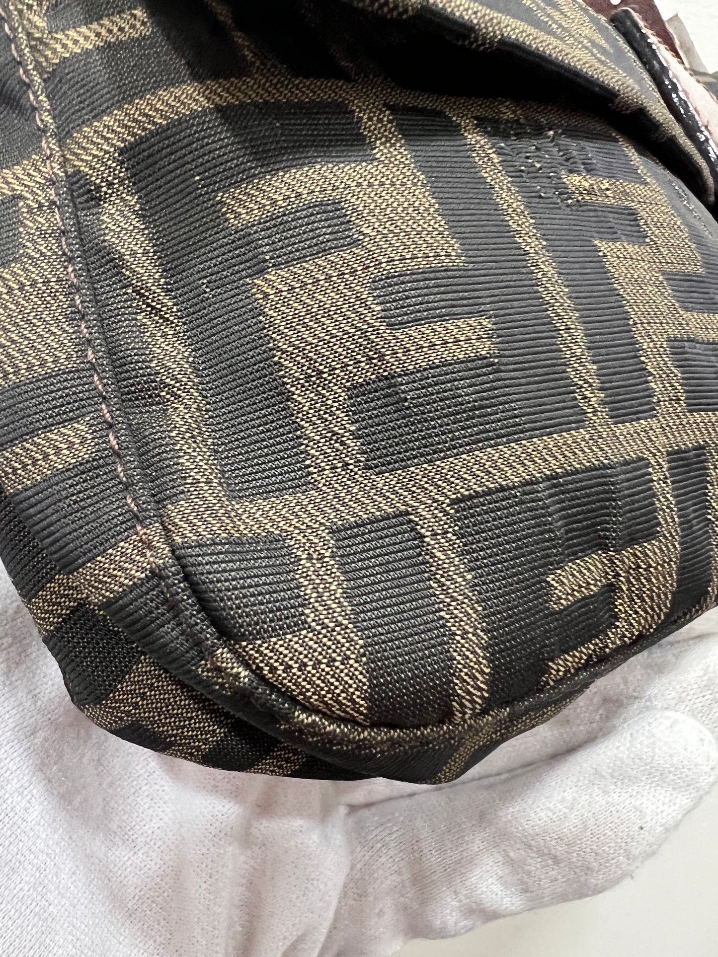 FENDI Baguette with Pink Logo Hardware