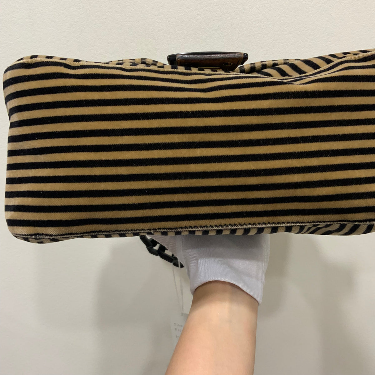 FENDI Velvet Pequin Striped Mamma Baguette Flap