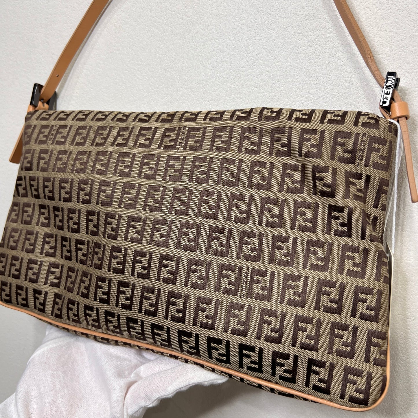 FENDI Brown Zuccino Canvas Double Flap