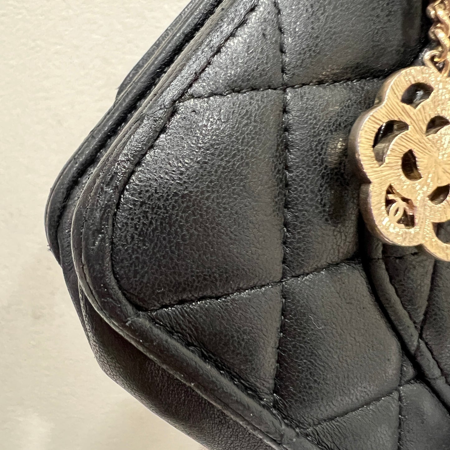CHANEL Black Wallet on Chain (WOC) Coco Charm Lambskin