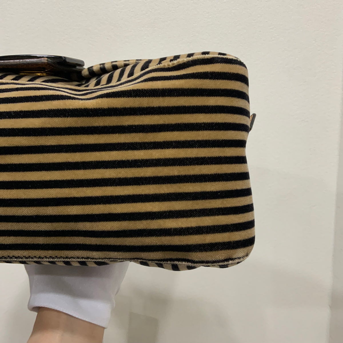 FENDI Velvet Pequin Striped Mamma Baguette Flap
