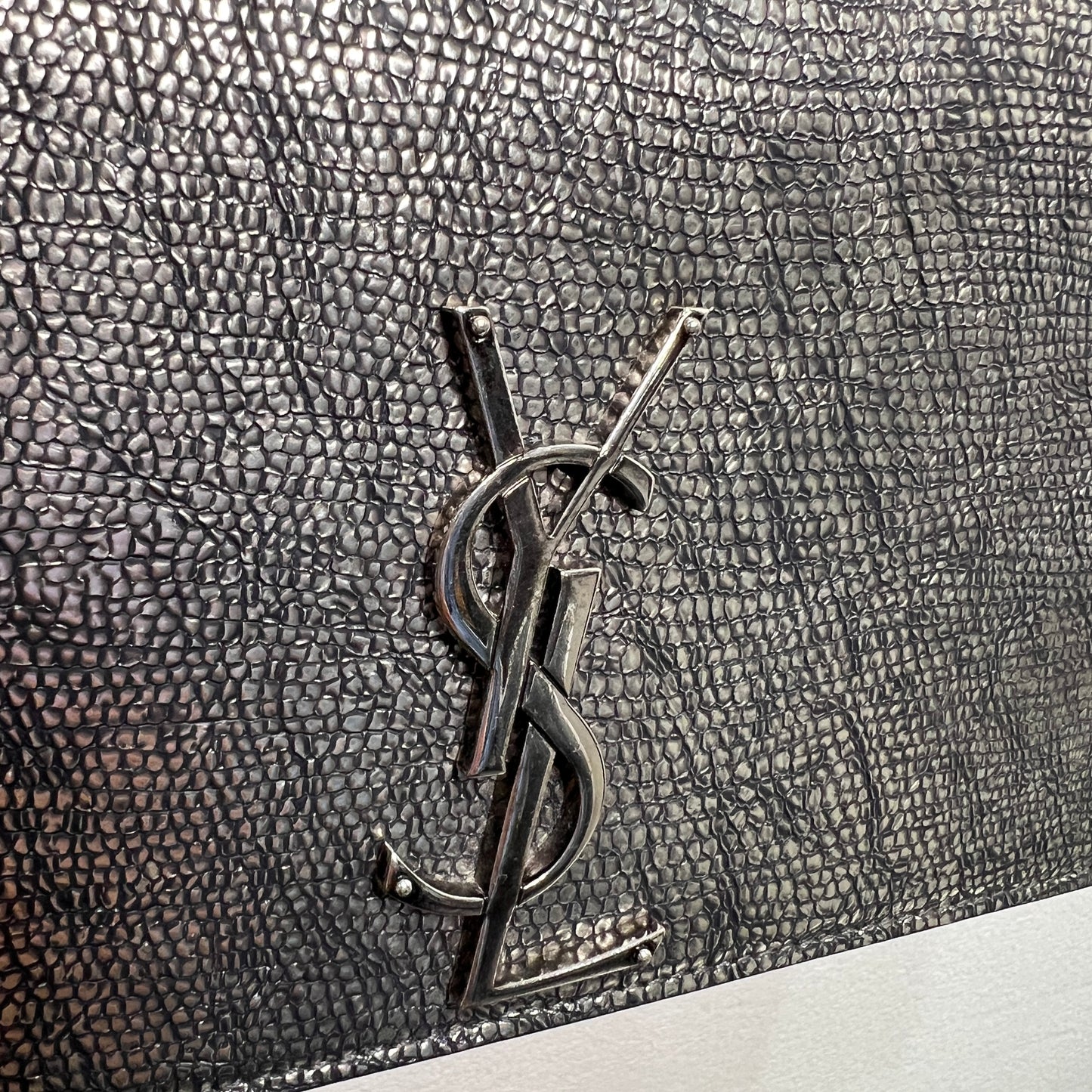 YSL Metallic Lizard-embossed Calf Leather