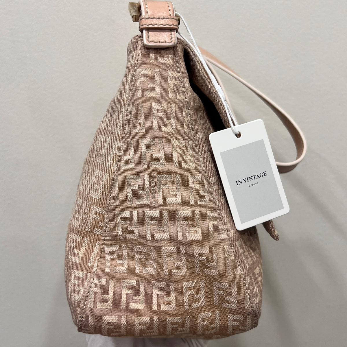 FENDI Mamma Baguette Zuccino Canvas in Old Rose Gold