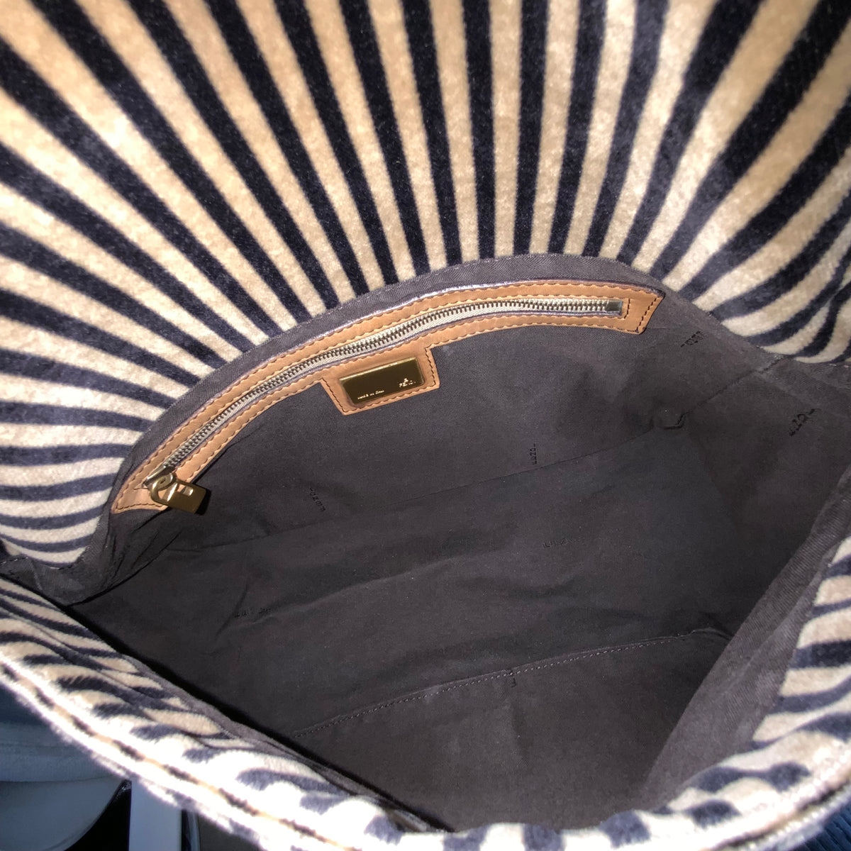 FENDI Velvet Pequin Striped Mamma Baguette Flap
