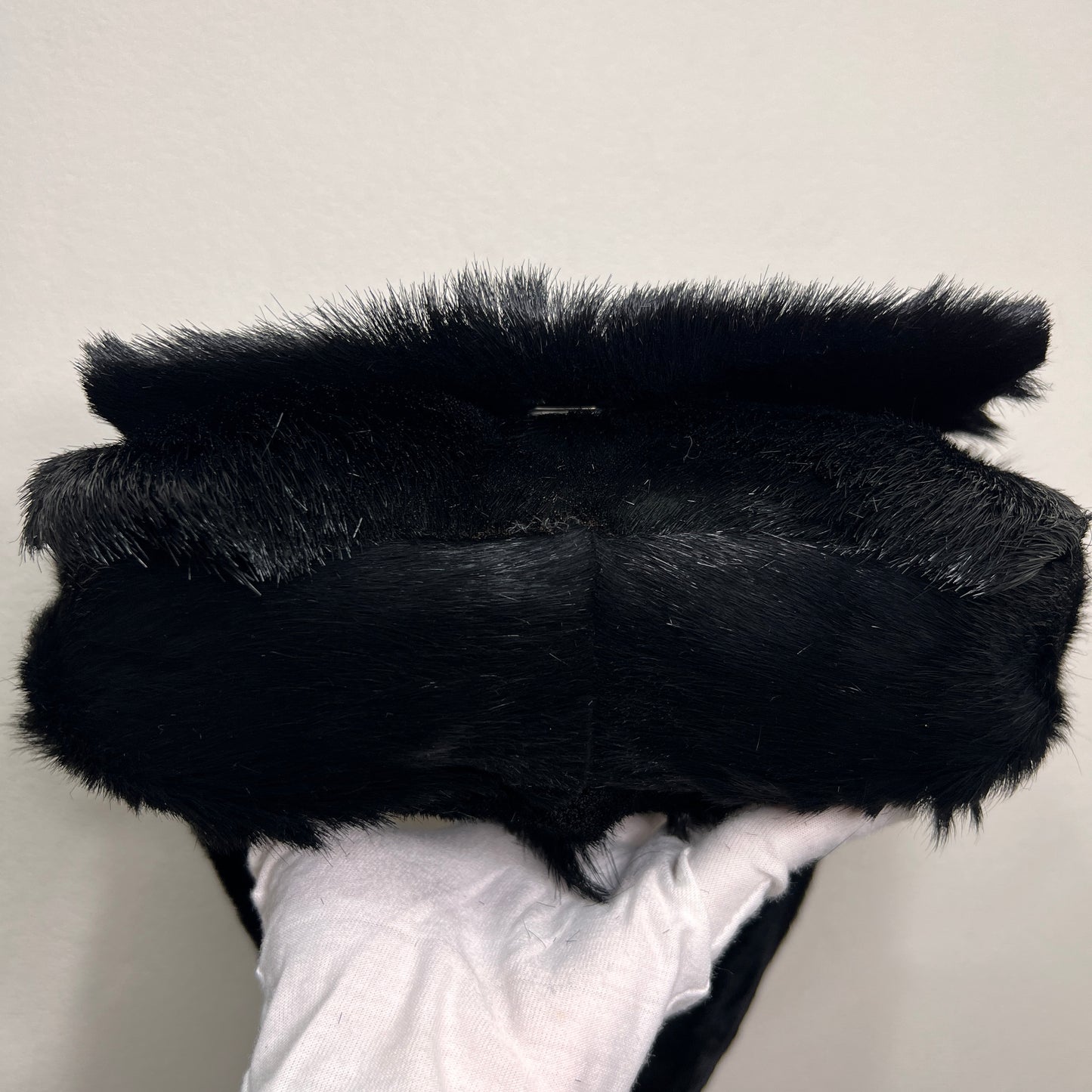 FENDI Baguette Black Faux Fur Shoulder Bag