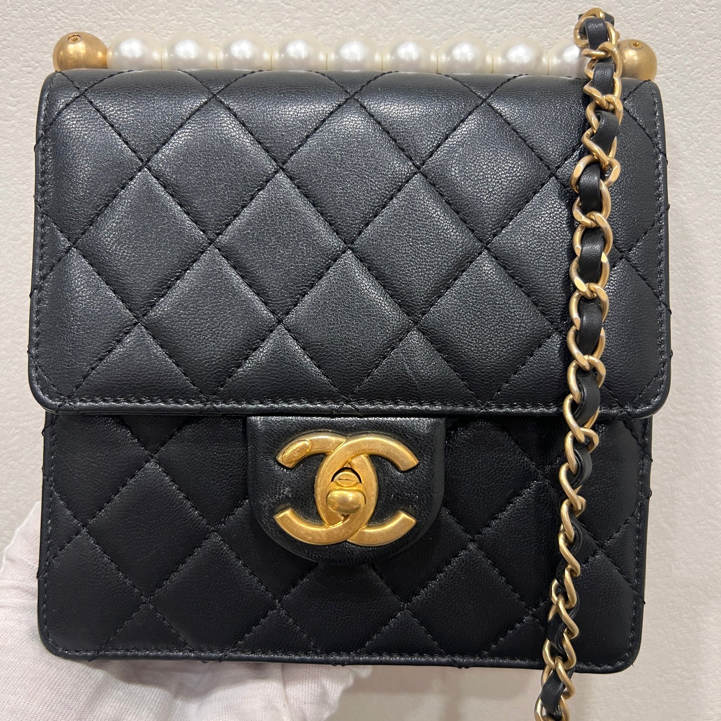 CHANEL Mini Chic Pearl Flap Bag Quilted