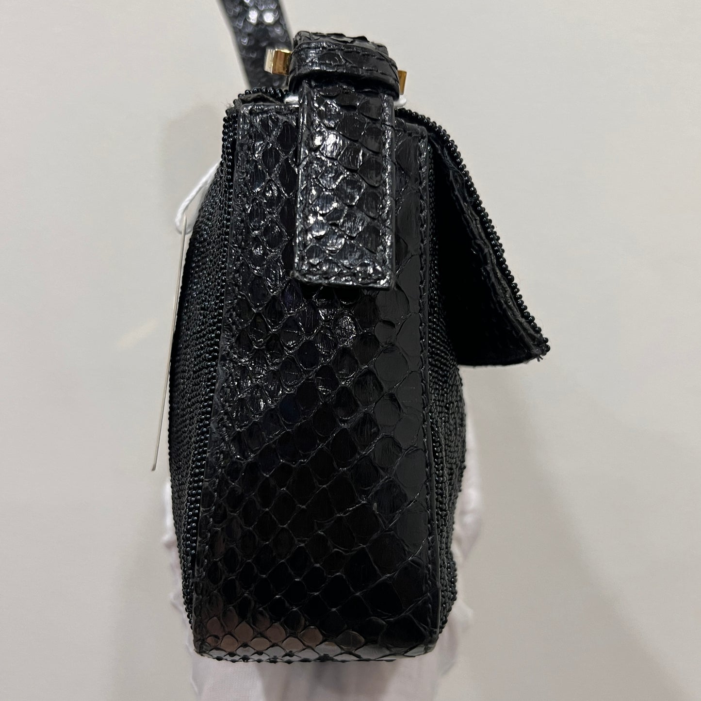 FENDI Beaded and Phyton Baguette