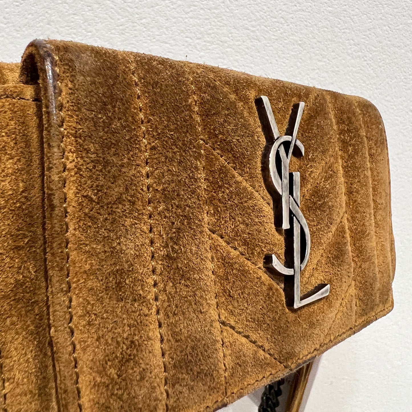 YSL Brown Suede Crossbody Bag