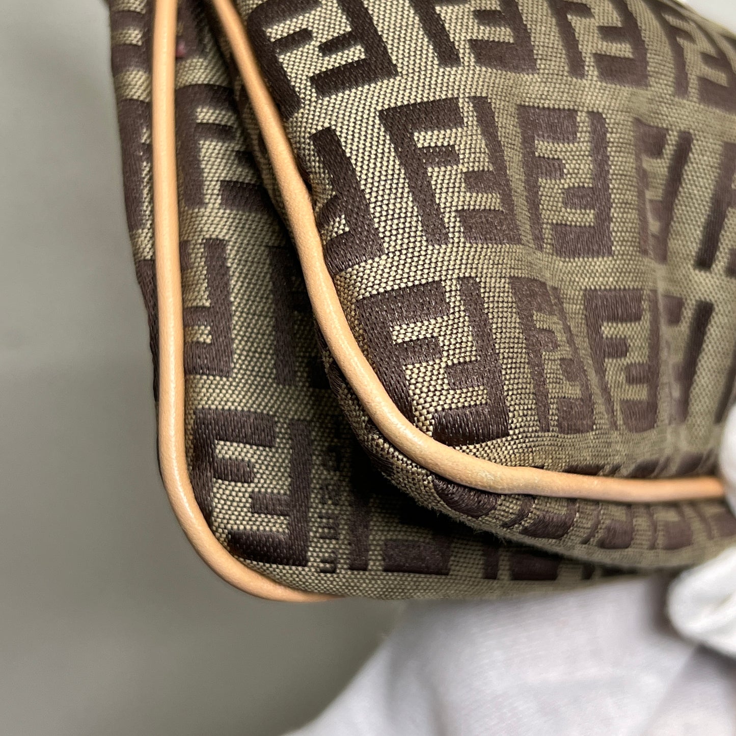 FENDI Brown Zuccino Canvas Double Flap