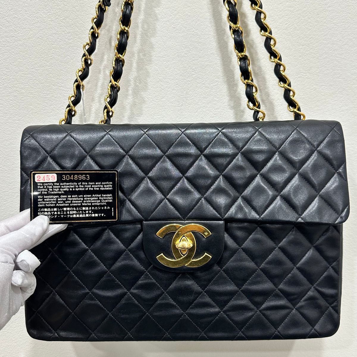CHANEL Classic Flap Year 1994-1996 24k Gold CC Turn-lock