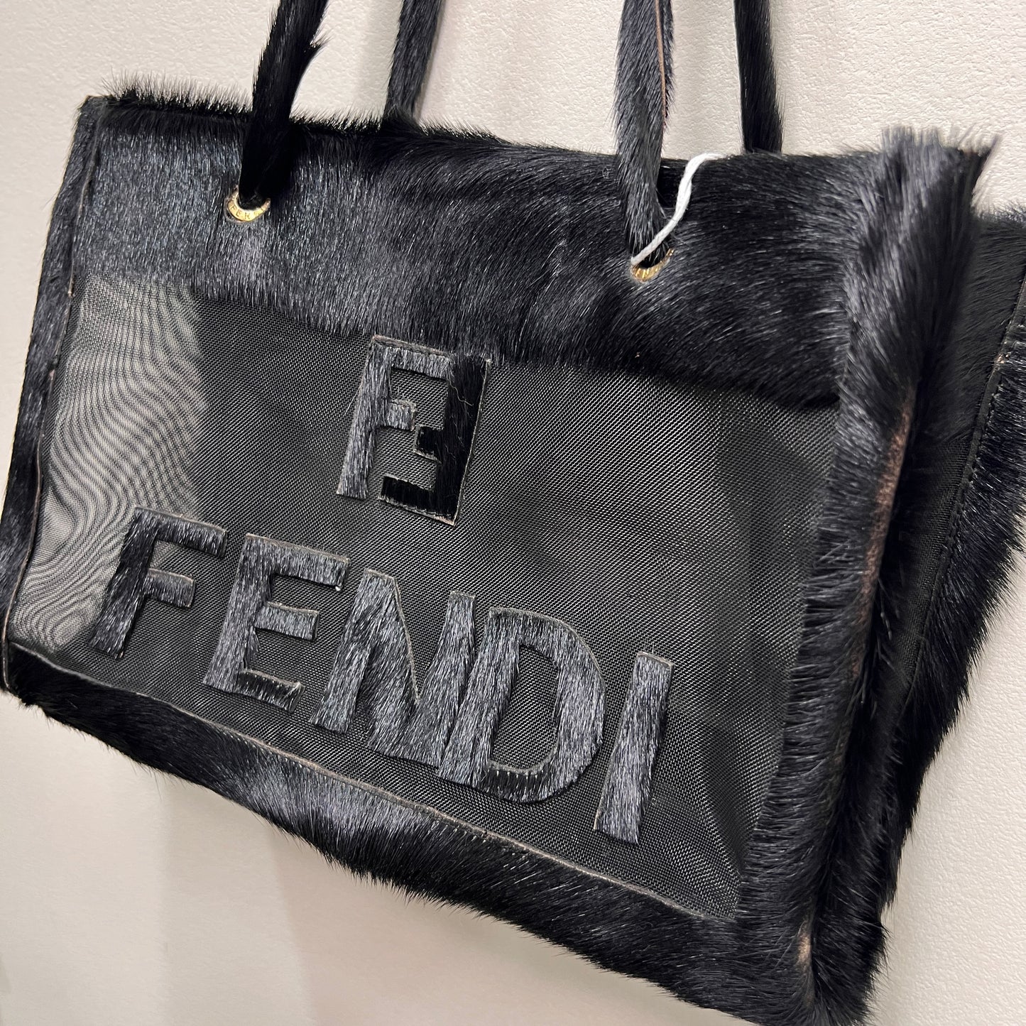 FENDI FF Zucca Black Mesh Tote Bag (264201)