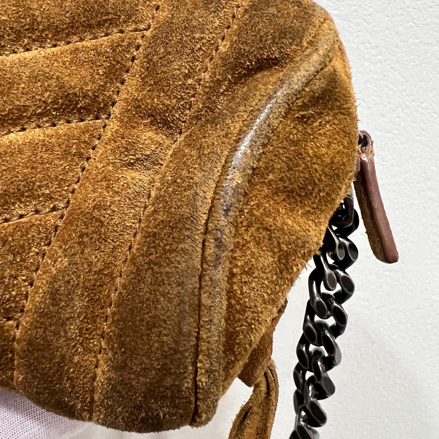 YSL Brown Suede Crossbody Bag