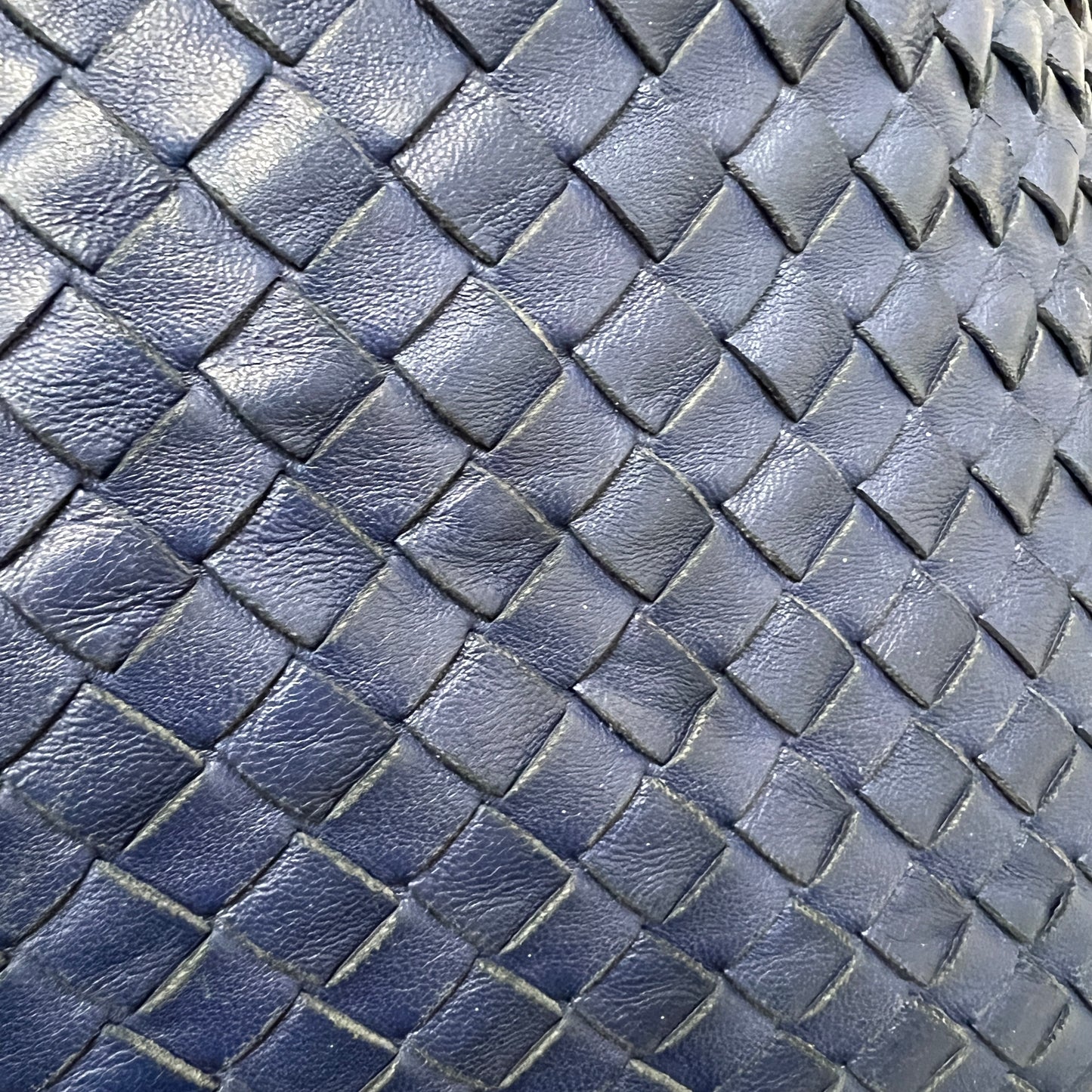 BOTTEGA VENETA Hobo Navy Interciatto Woven Napa Leather Bag