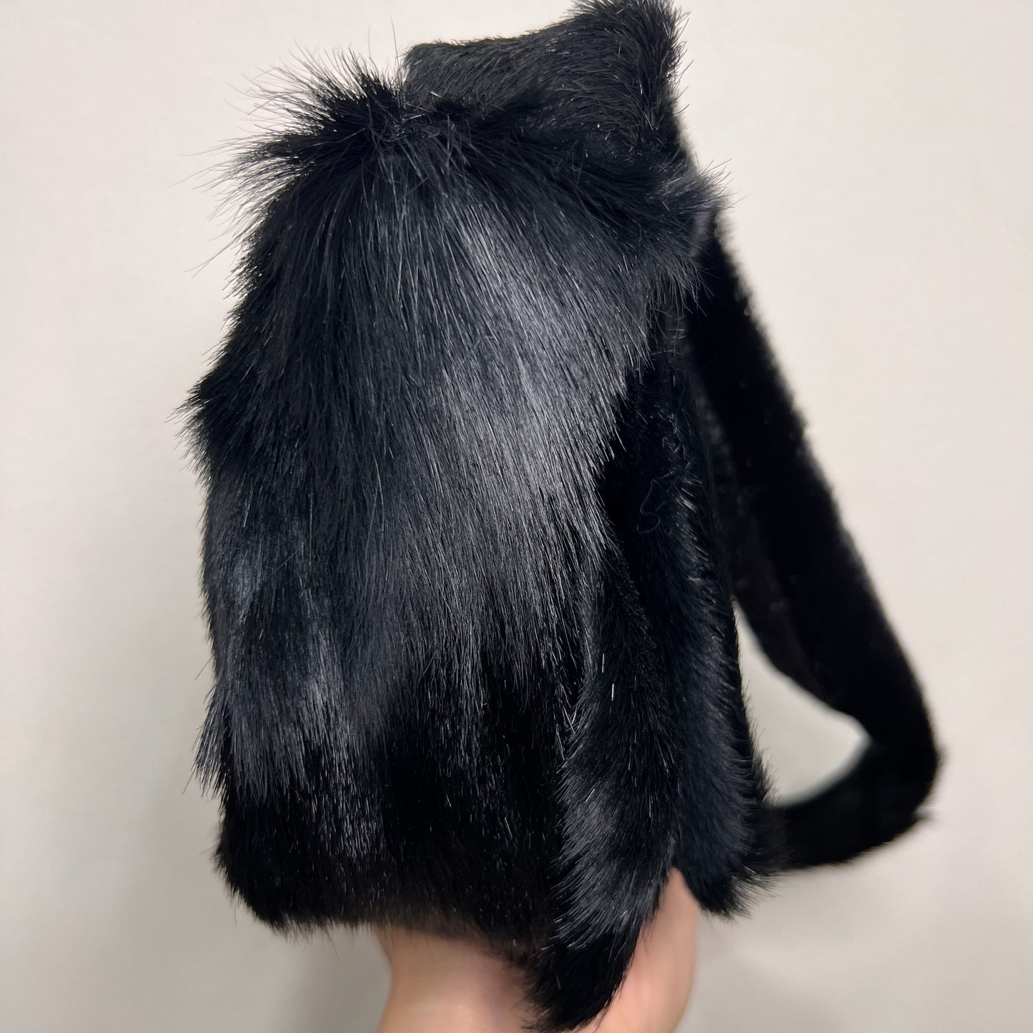 FENDI Baguette Black Faux Fur Shoulder Bag