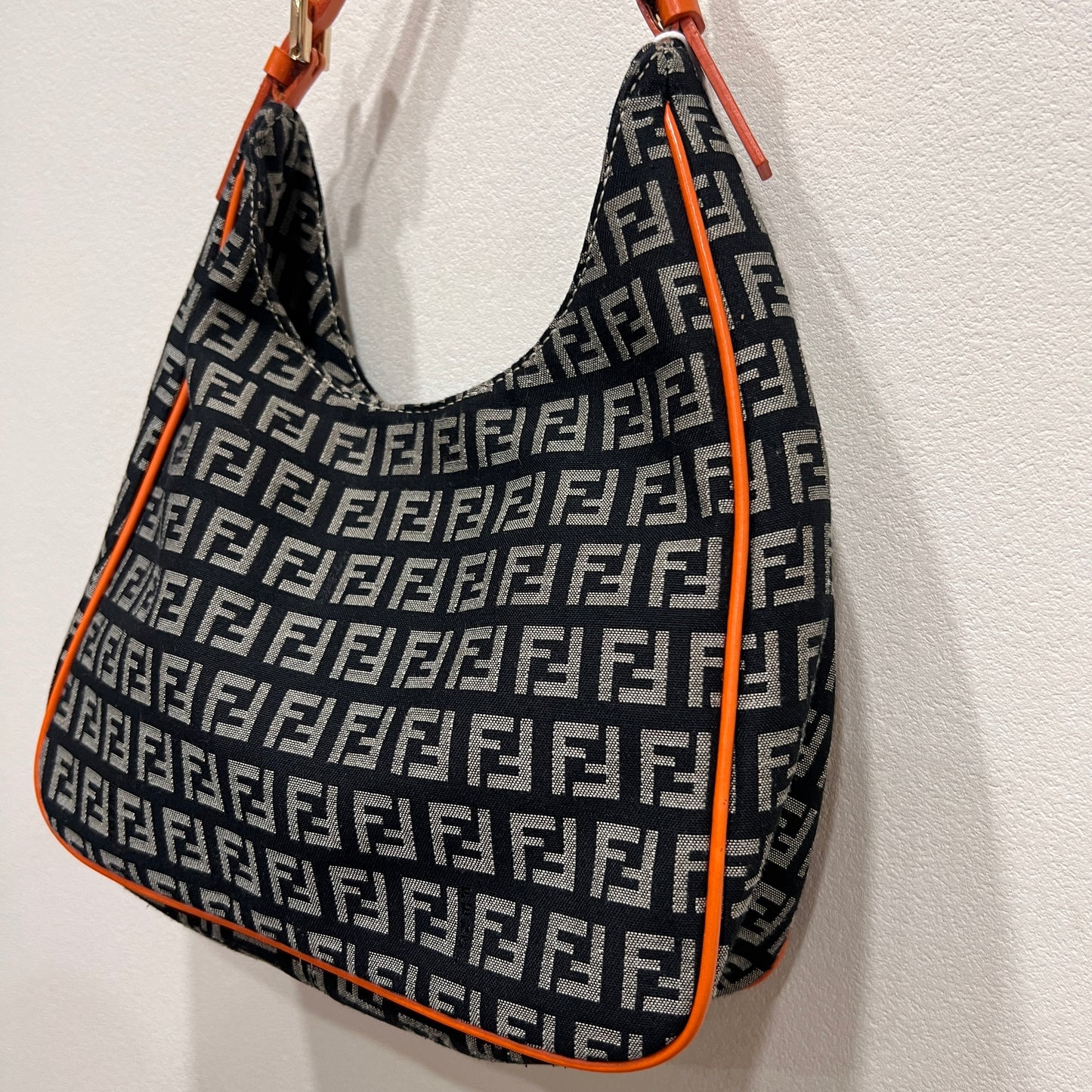 FENDI Mini Hobo Navy Orange Shoulder Bag (4021-11)