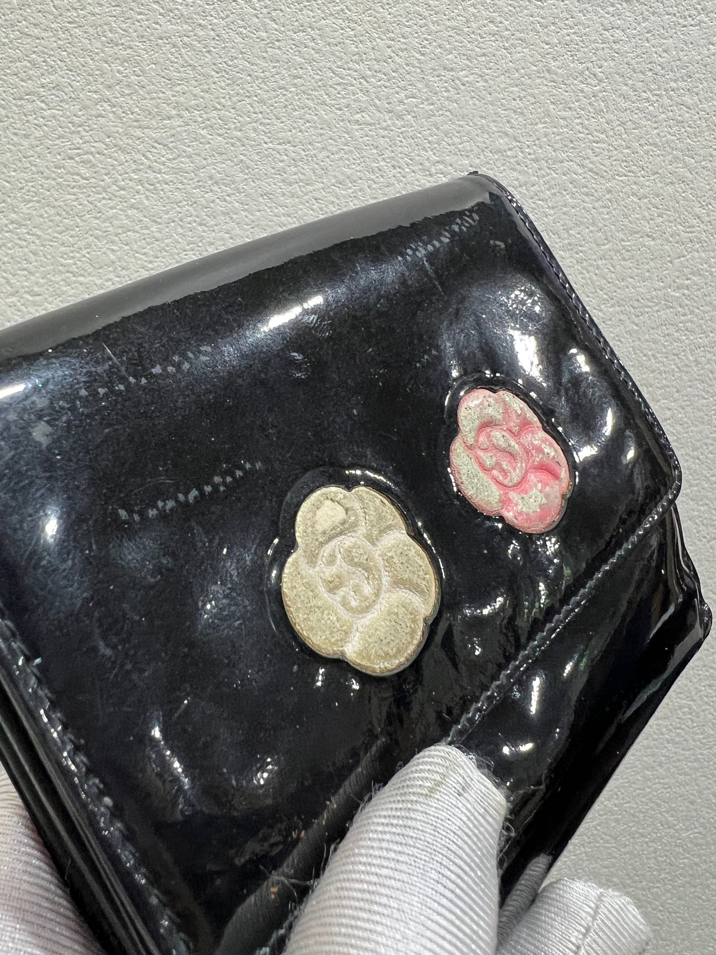 CHANEL Camellia Patent Leather