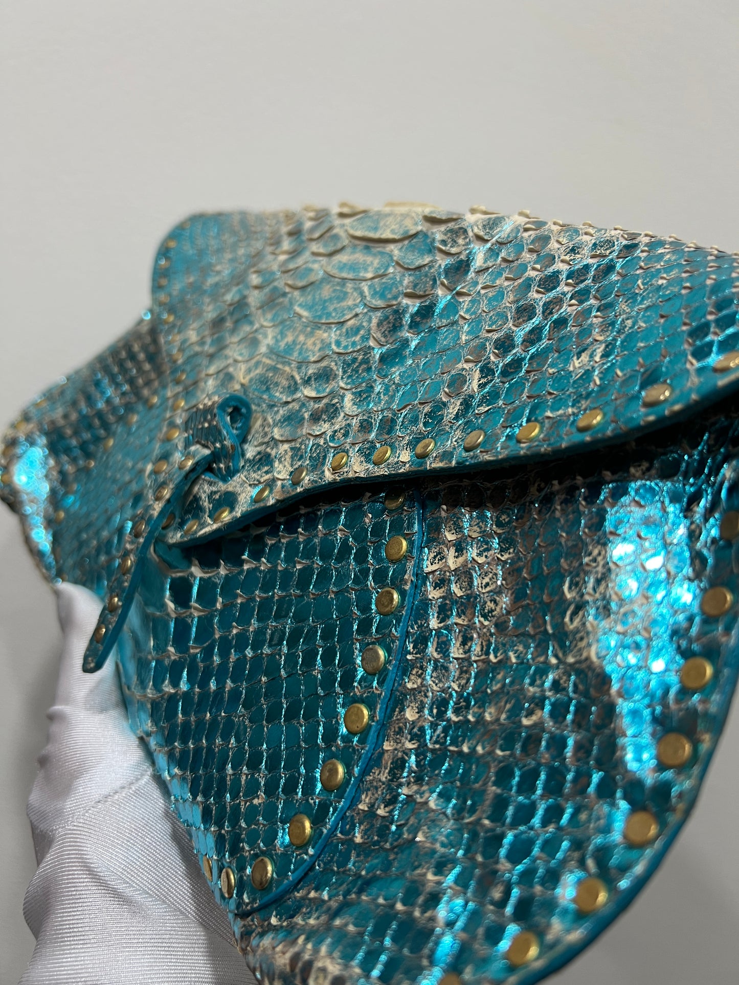 CELINE Blue Phyton Shoulder Bag