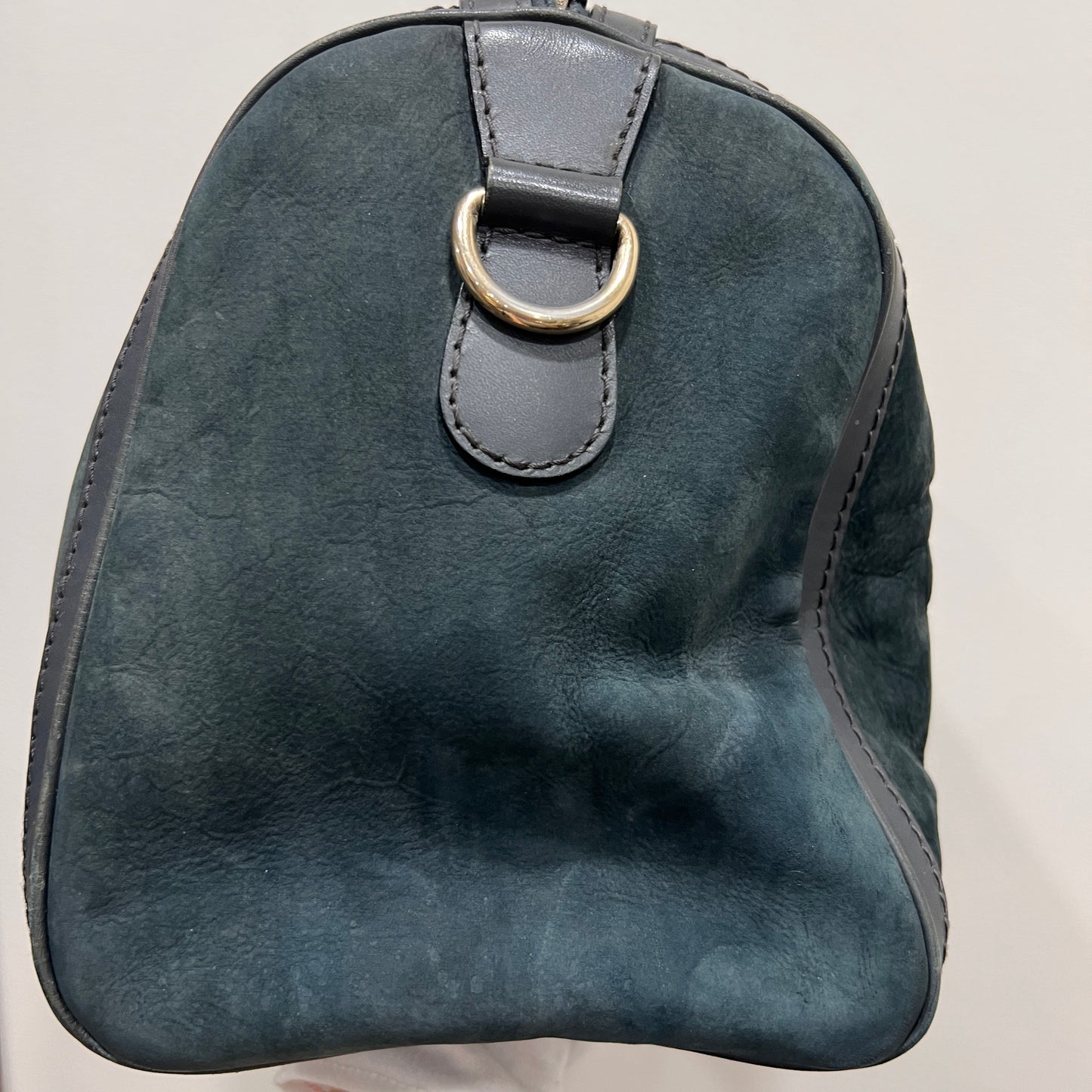 GUCCI Green Gucci Suede Web Satchel/Boston Bag