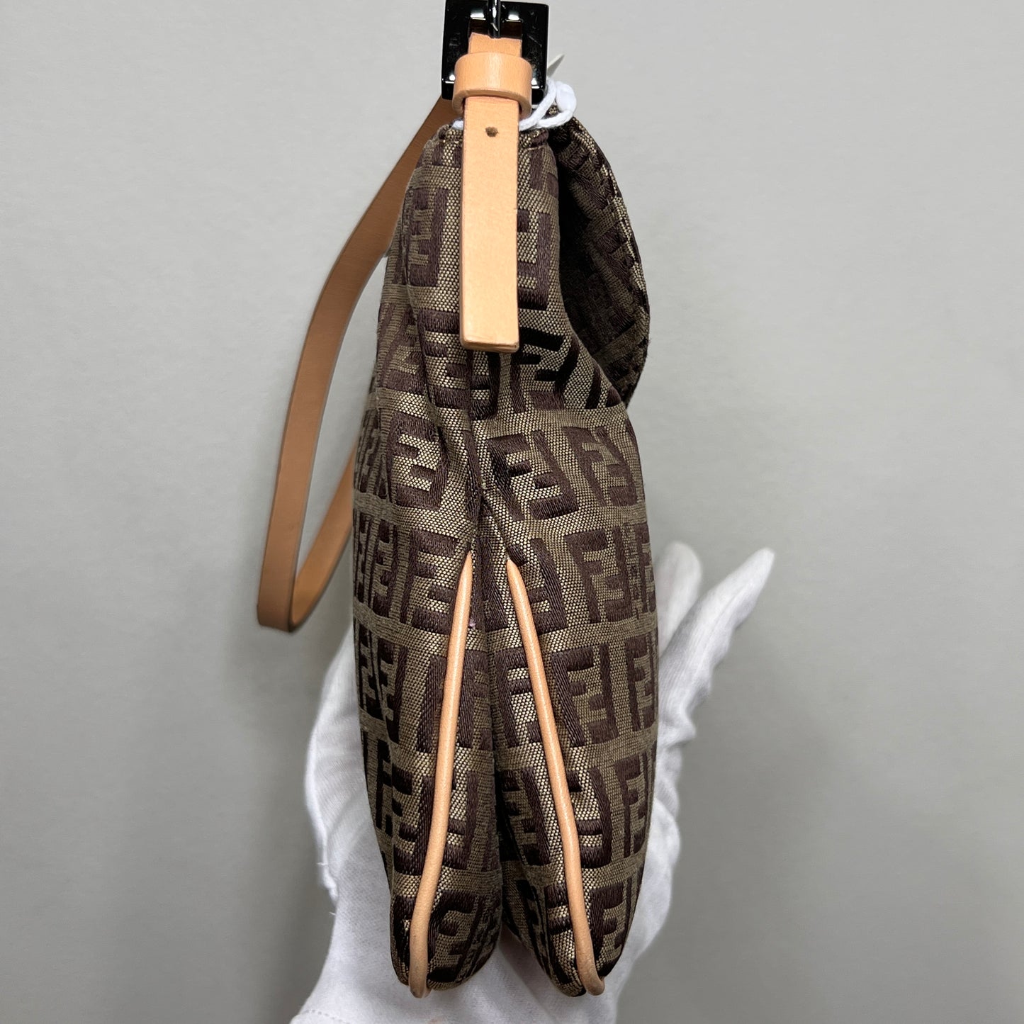 FENDI Brown Zuccino Canvas Double Flap