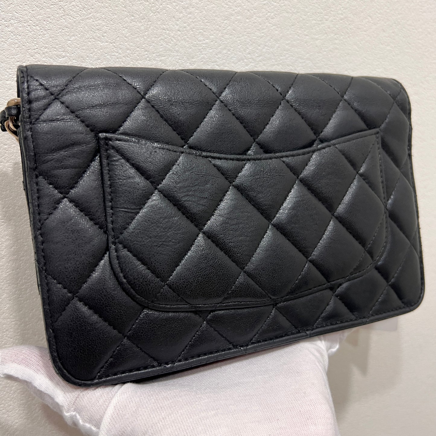 CHANEL Black Wallet on Chain (WOC) Coco Charm Lambskin