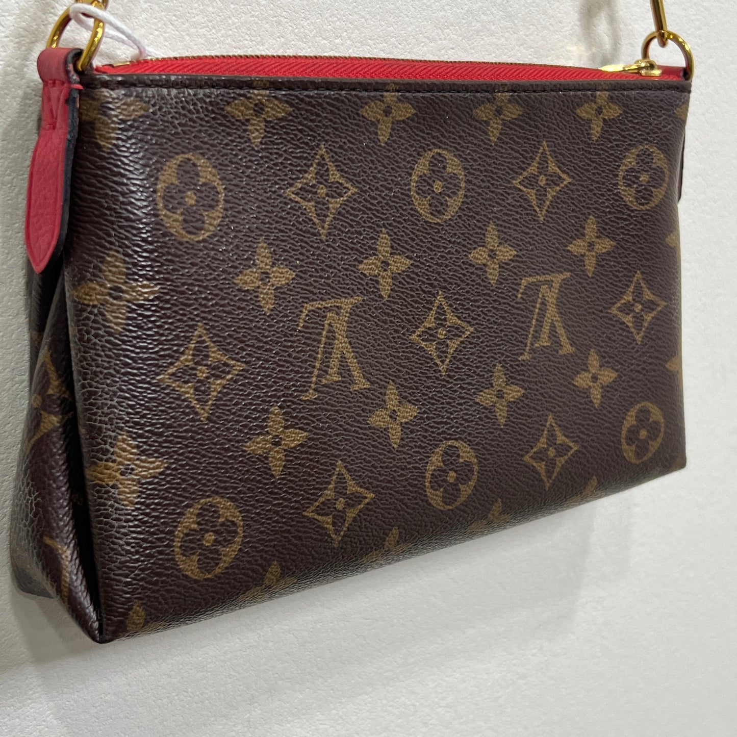 LOUIS VUITTON Pallas Clutch Red with Long Strap