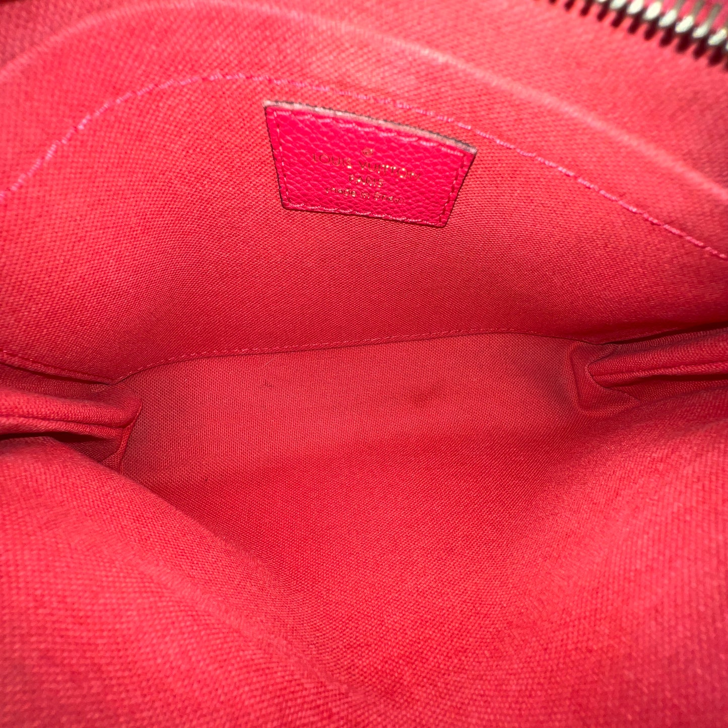 LOUIS VUITTON Pallas Clutch Red with Long Strap