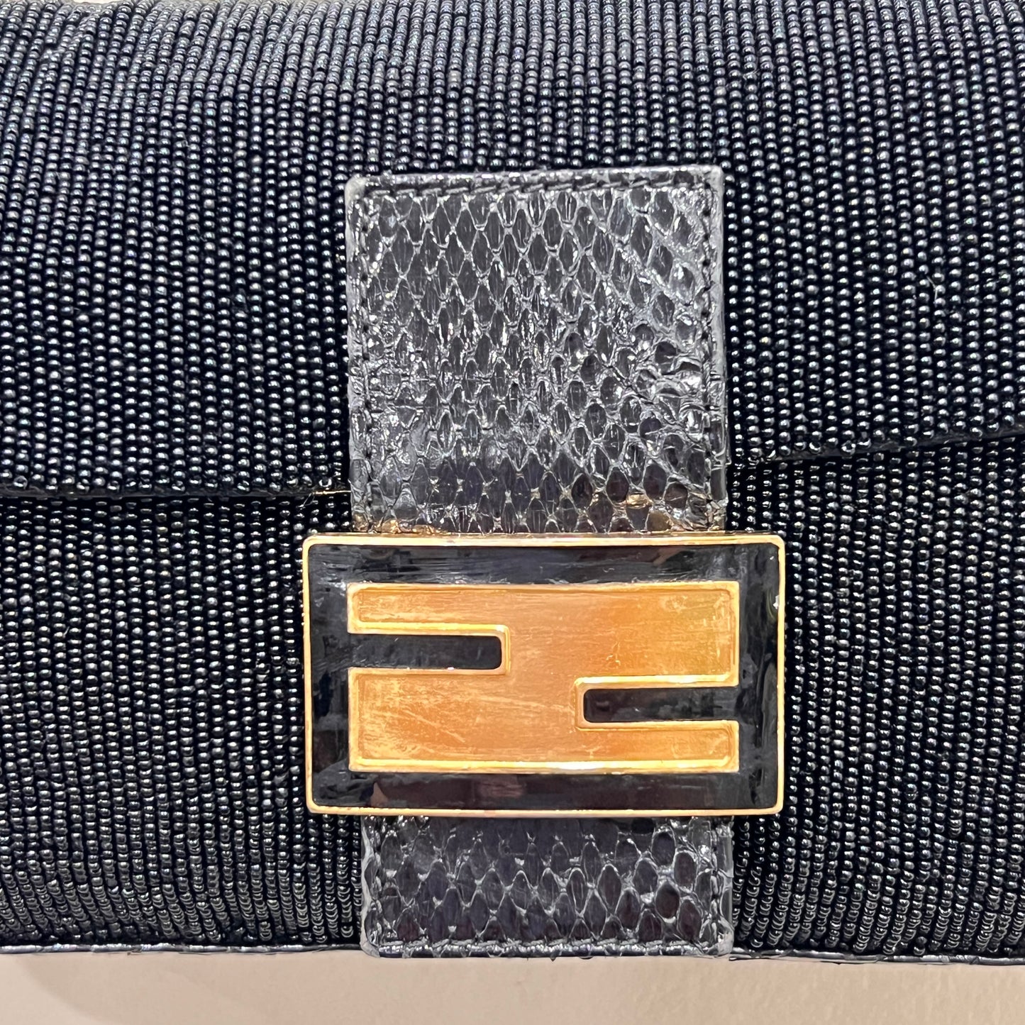 FENDI Beaded and Phyton Baguette