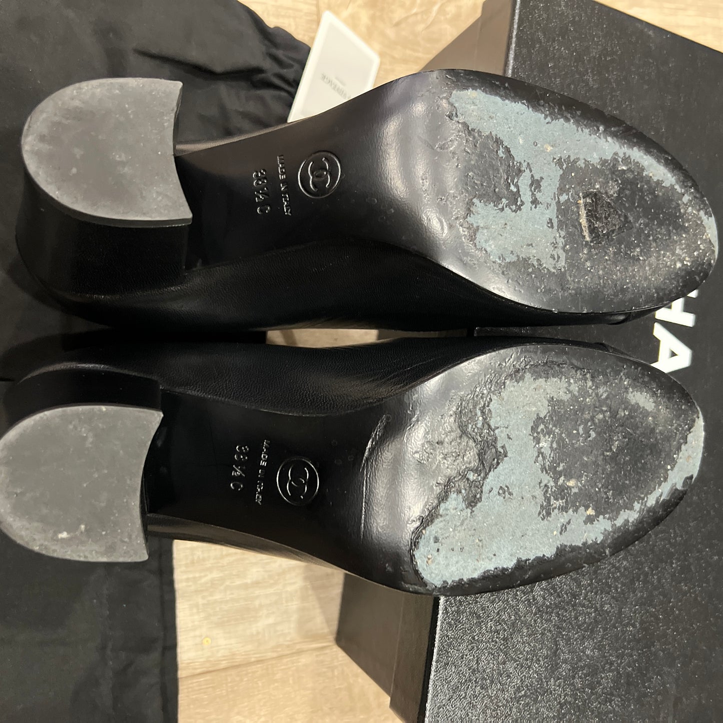 CHANEL Mary Jane Platform Block Heels Size 38 1/2