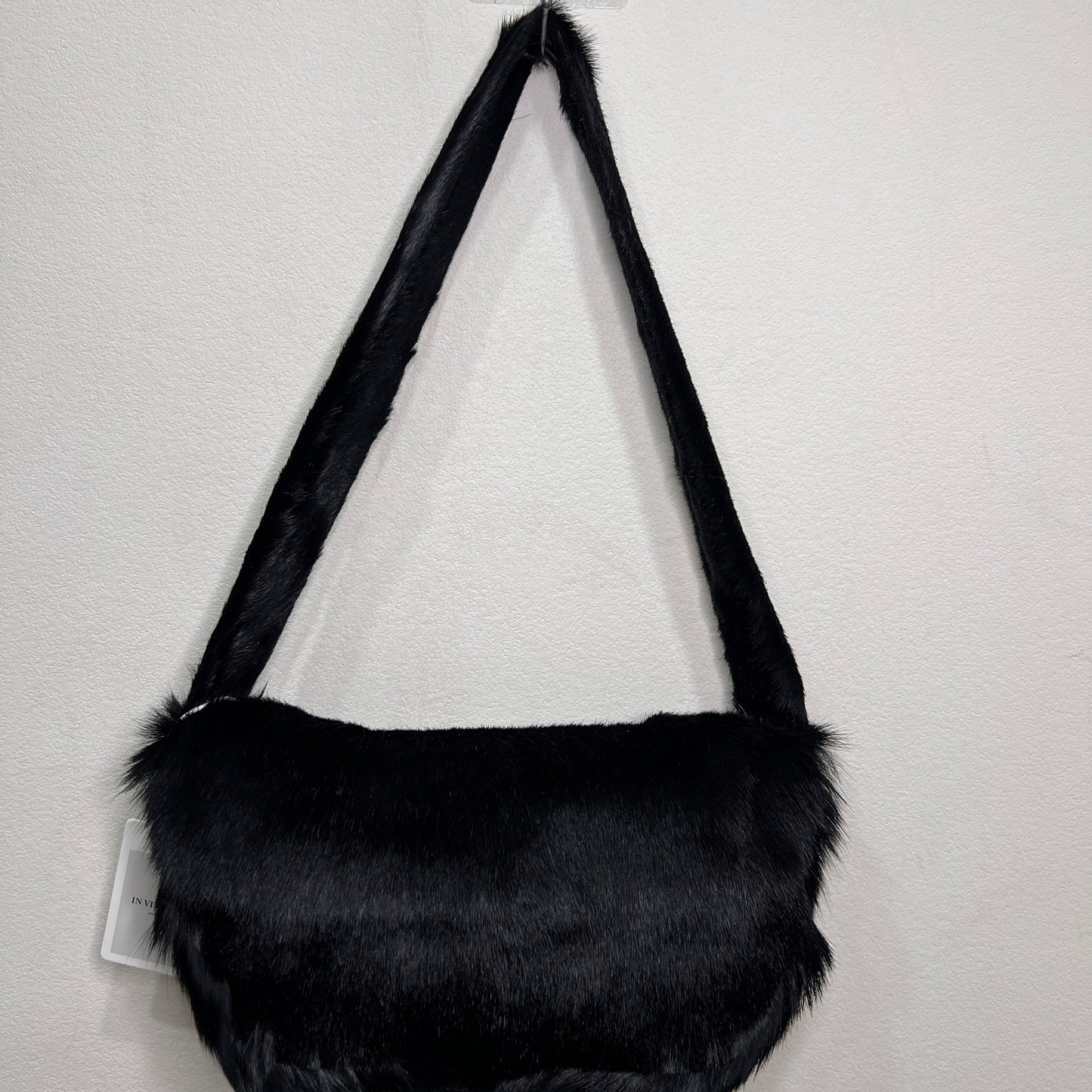 FENDI Baguette Black Faux Fur Shoulder Bag