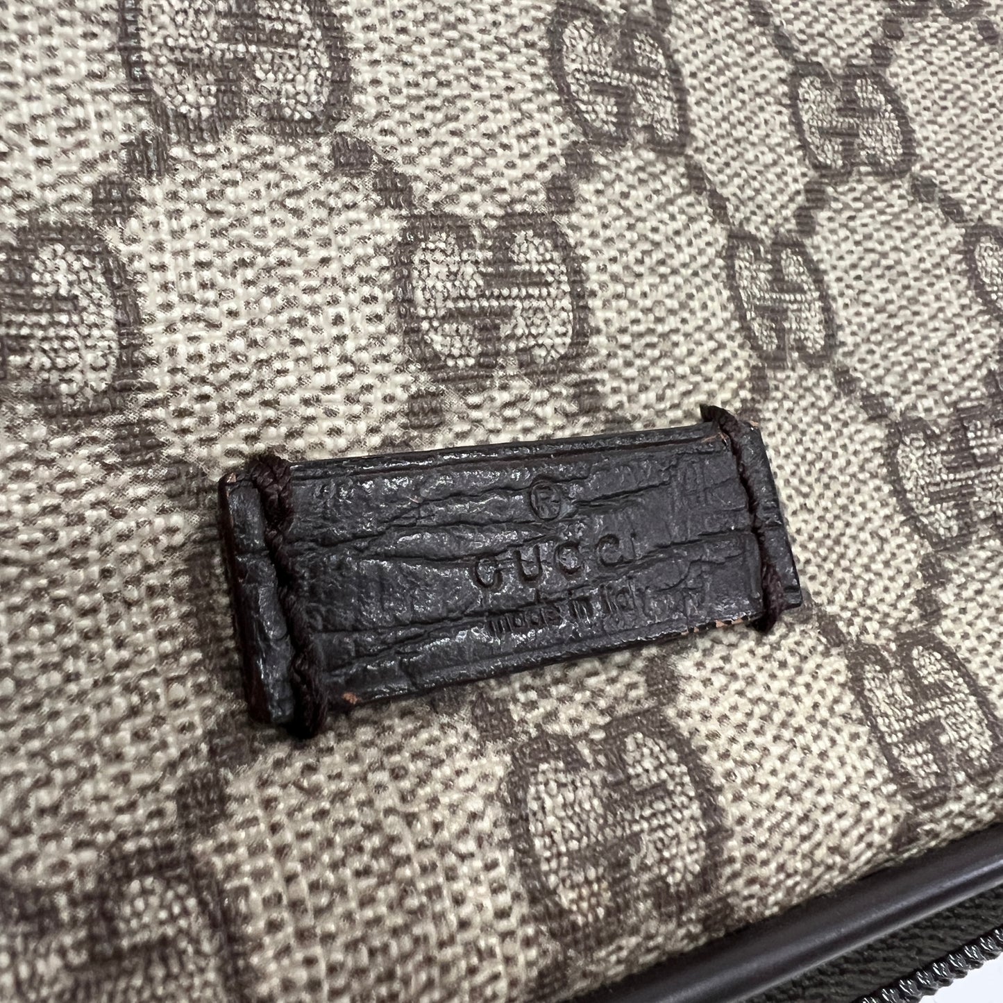 GUCCI Beige GG Supreme Canvas and Leather Travel Tie Case