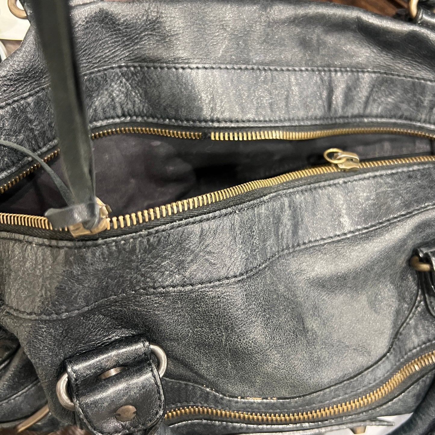 BALENCIAGA Black Twiggy Leather Satchel