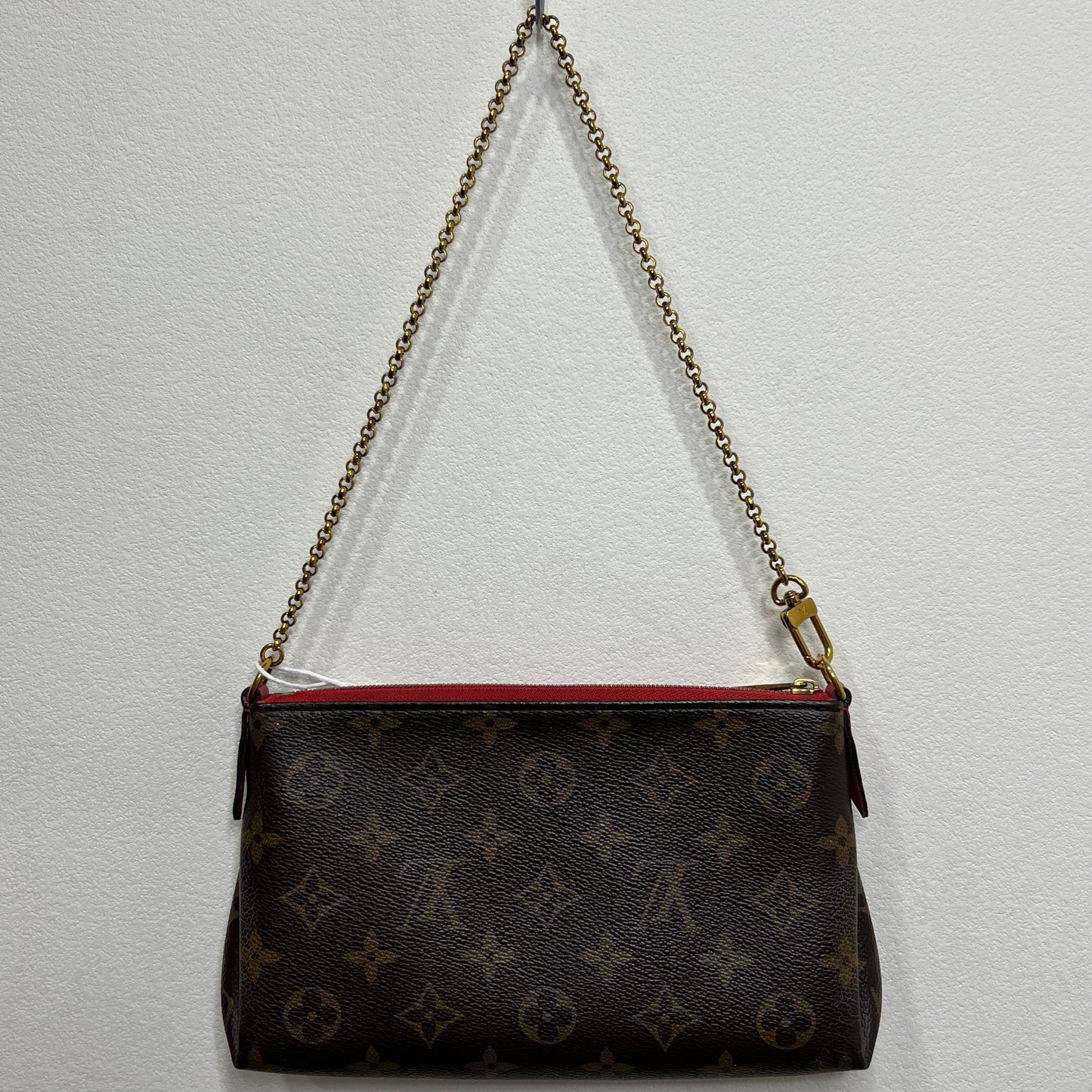 LOUIS VUITTON Pallas Clutch Red with Long Strap