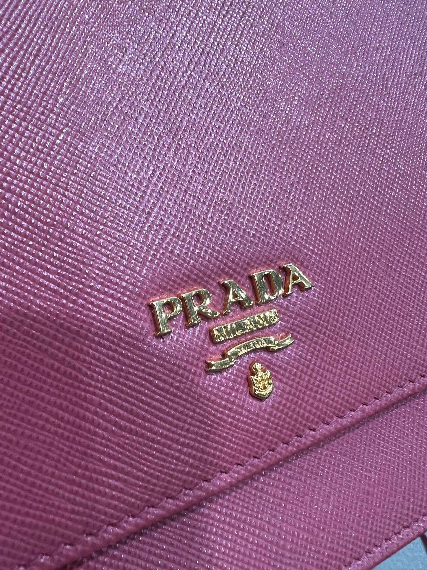 PRADA Saffiano Wallet on Strap with Mirror