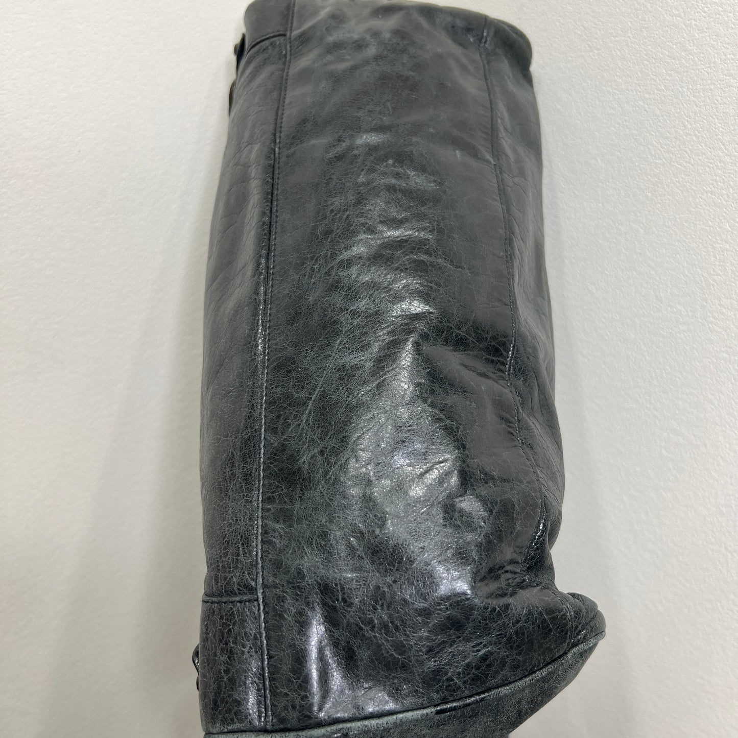 BALENCIAGA Anthracite Leather Motorcycle Twiggy Bag