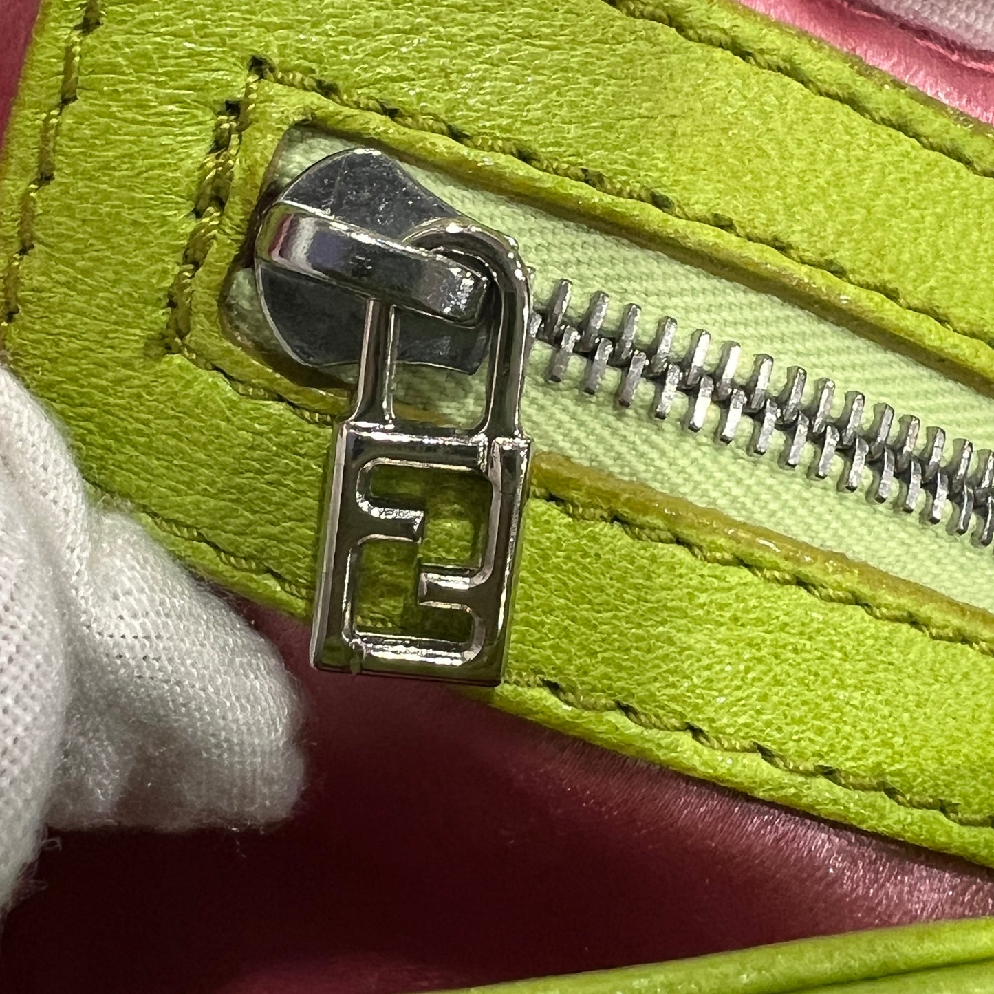 FENDI Baguette Neon Green Nappa Leather