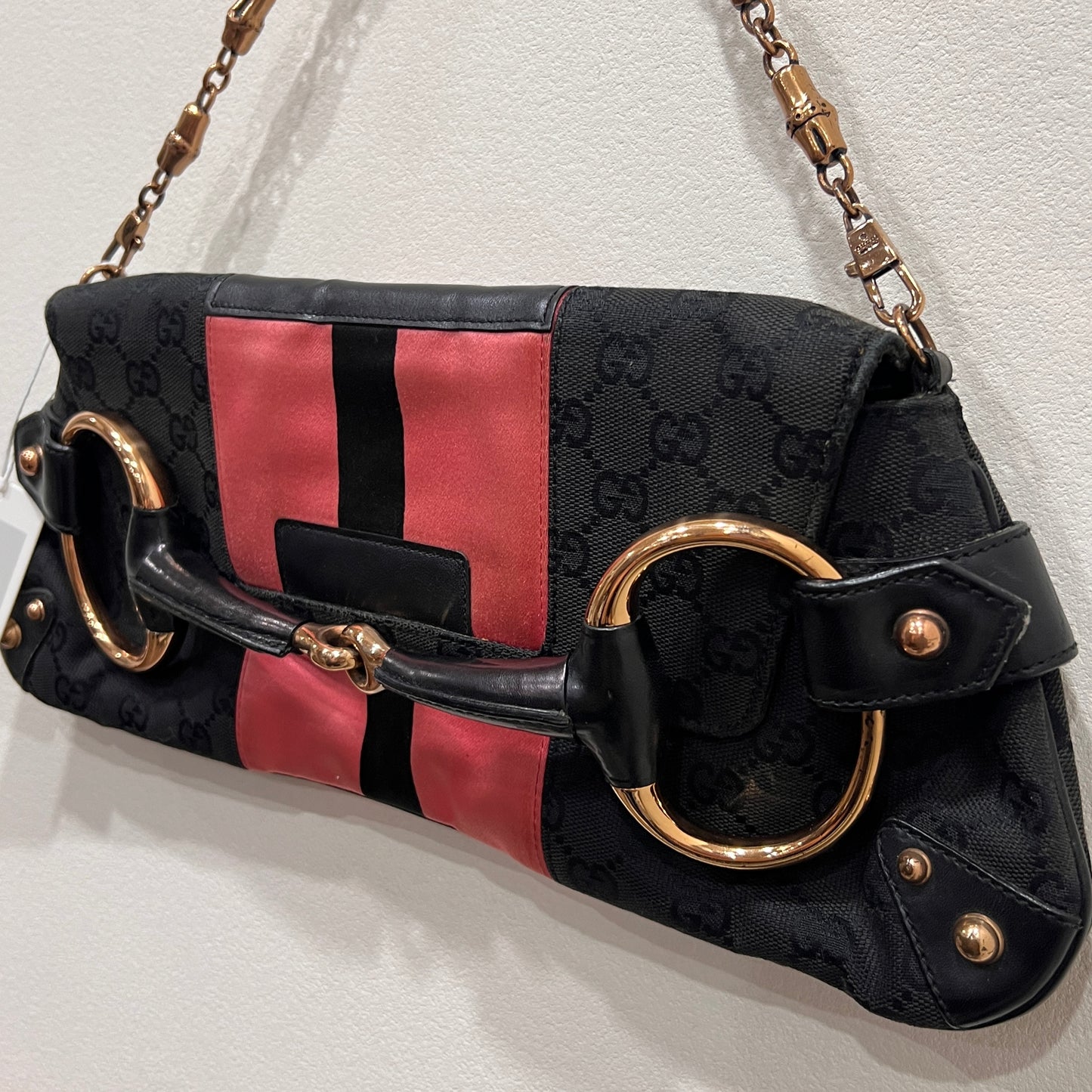 GUCCI Black GG Monogram Horsebit