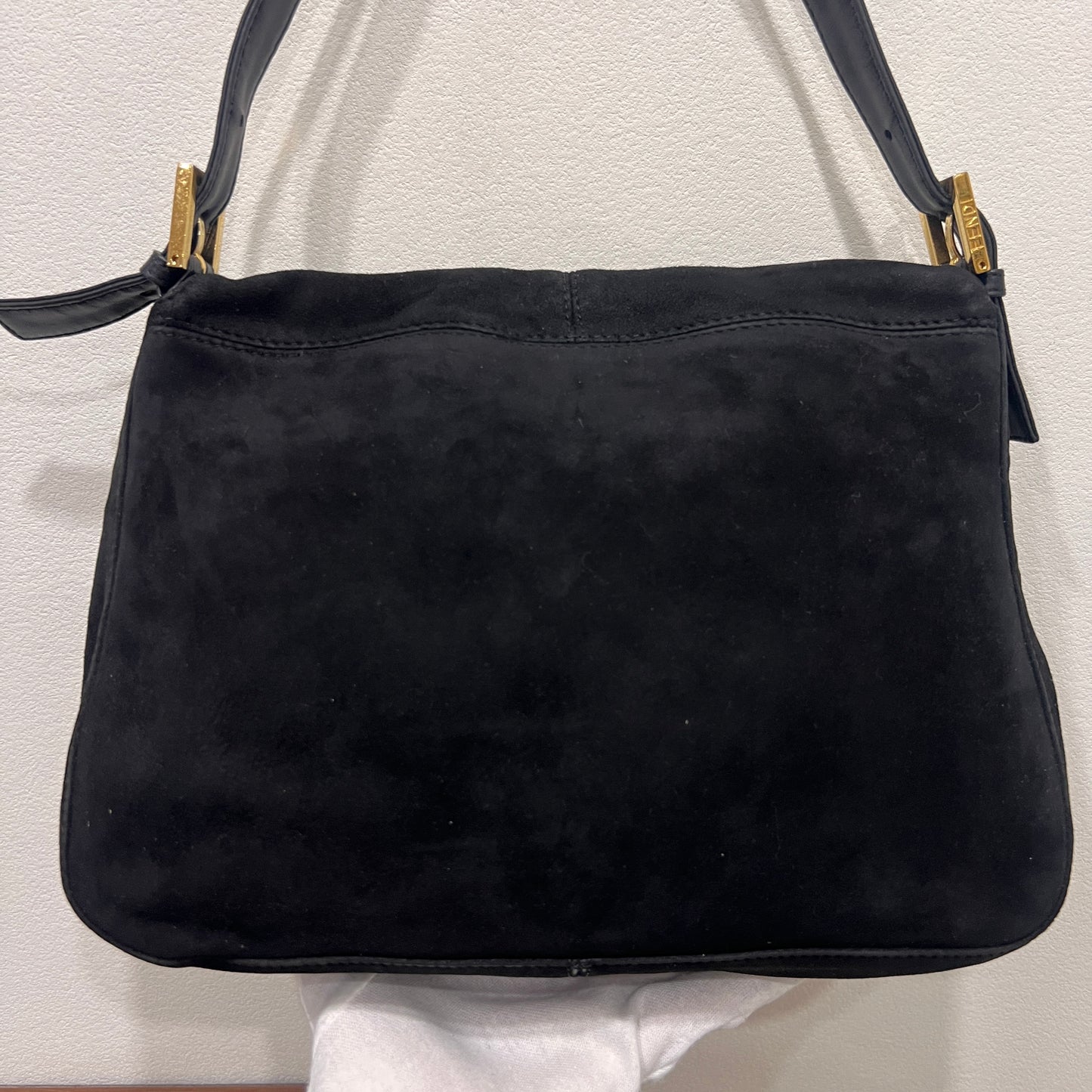 FENDI Black Suede Mamma Baguette